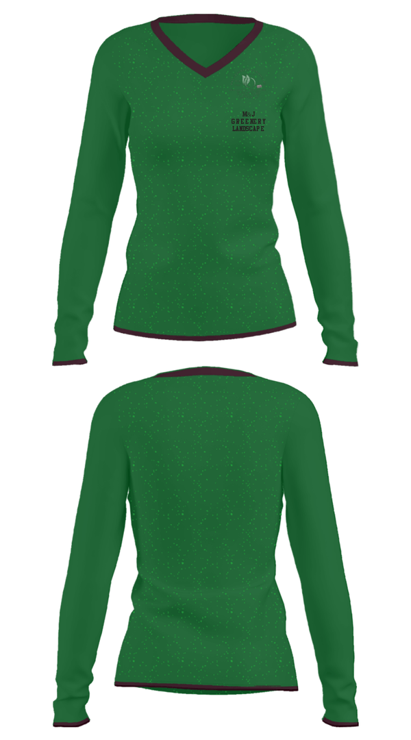 Women's Long Sleeve Vneck Shirt, M&J GREENERY LANDSCAPE, , Teamtime, Team time, sublimation, custom sports apparel, team uniforms, spirit wear, spiritwear, sports uniforms, custom shirts, team store, custom team store, fundraiser sports, apparel fundraiser