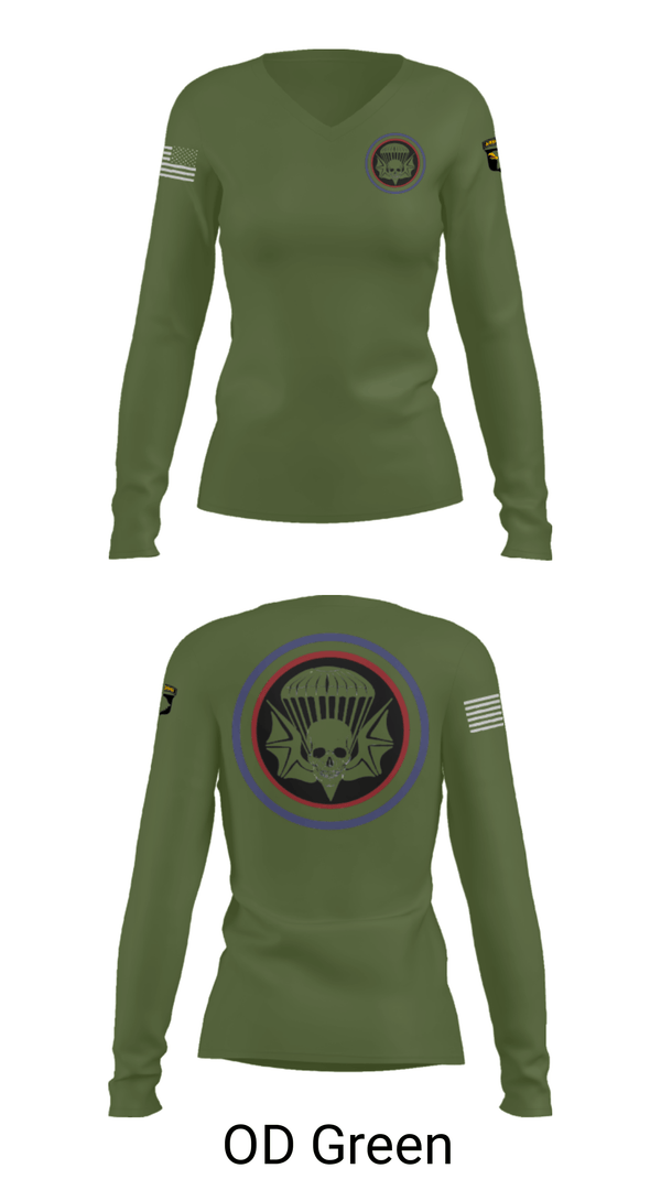 Women's Long Sleeve Vneck Shirt, , Army, Teamtime, Team time, sublimation, custom sports apparel, team uniforms, spirit wear, spiritwear, sports uniforms, custom shirts, team store, custom team store, fundraiser sports, apparel fundraiser