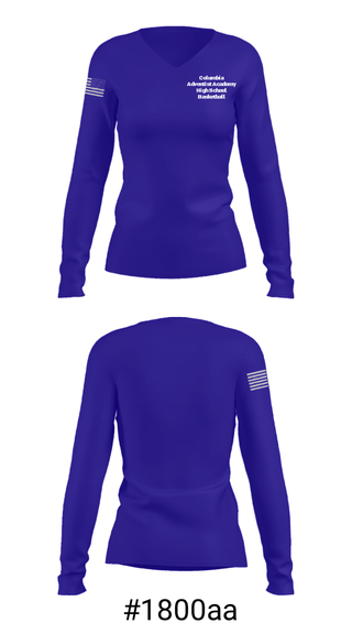 Women's Long Sleeve Vneck Shirt, Columbia Adventist Academy High School Basketball, Men's Basketball, Teamtime, Team time, sublimation, custom sports apparel, team uniforms, spirit wear, spiritwear, sports uniforms, custom shirts, team store, custom team store, fundraiser sports, apparel fundraiser