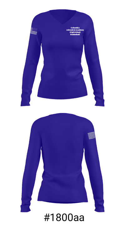 Columbia Adventist Academy High School Basketball 69679991 Women's Long Sleeve V-neck Shirt - 20