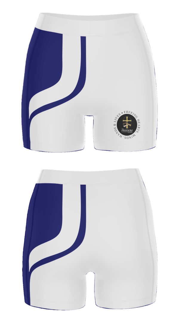 Women's Compression Shorts, The Freedom School, Spirit Store, Teamtime, Team time, sublimation, custom sports apparel, team uniforms, spirit wear, spiritwear, sports uniforms, custom shirts, team store, custom team store, fundraiser sports, apparel fundraiser