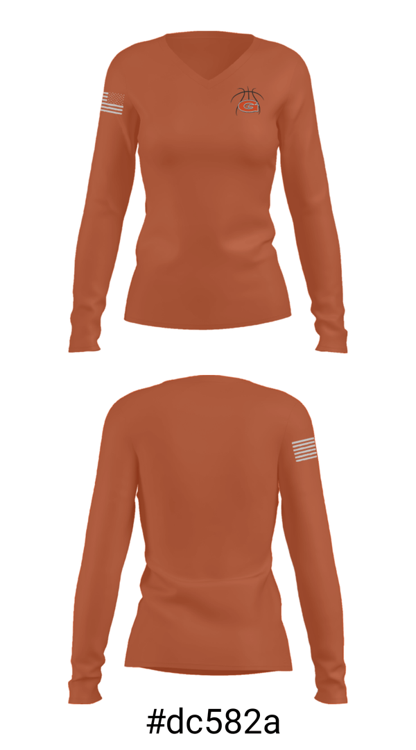 Women's Long Sleeve Vneck Shirt, Glenwood, Men's Basketball, Teamtime, Team time, sublimation, custom sports apparel, team uniforms, spirit wear, spiritwear, sports uniforms, custom shirts, team store, custom team store, fundraiser sports, apparel fundraiser