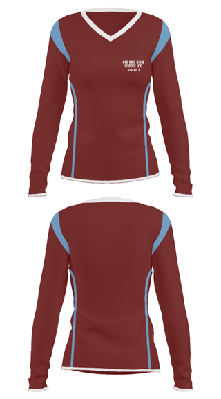 Women's Long Sleeve Vneck Shirt, Okemos High School Ice Hockey, Ice Hockey, Teamtime, Team time, sublimation, custom sports apparel, team uniforms, spirit wear, spiritwear, sports uniforms, custom shirts, team store, custom team store, fundraiser sports, apparel fundraiser