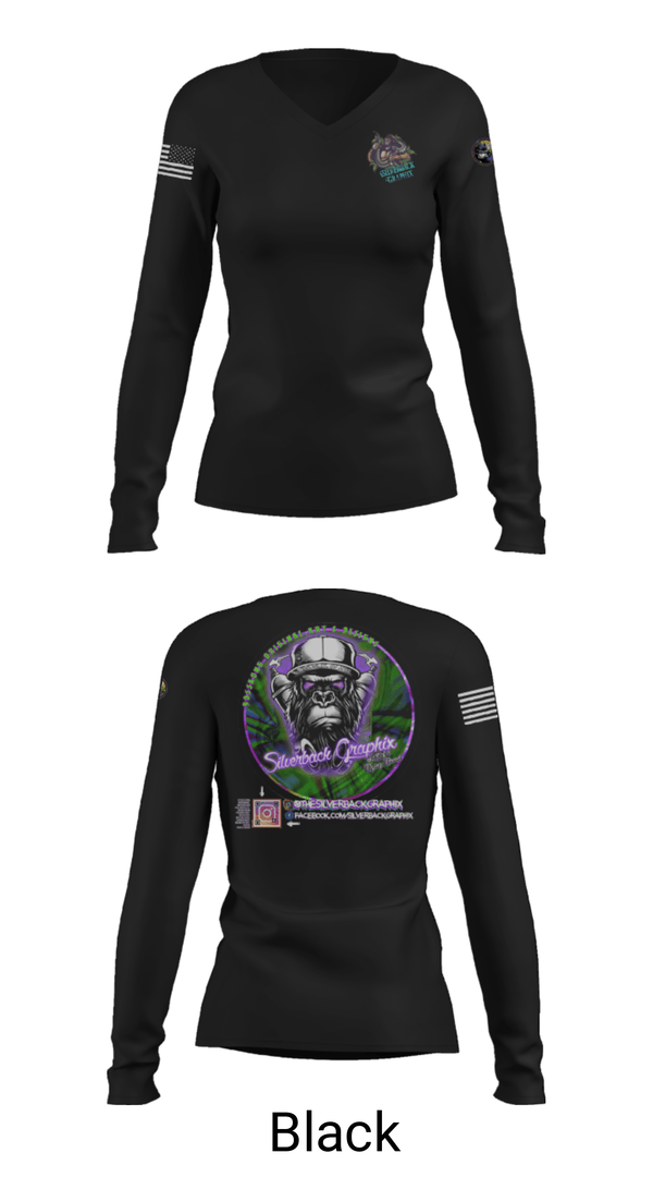 Women's Long Sleeve Vneck Shirt, Silverback Graphix, , Teamtime, Team time, sublimation, custom sports apparel, team uniforms, spirit wear, spiritwear, sports uniforms, custom shirts, team store, custom team store, fundraiser sports, apparel fundraiser