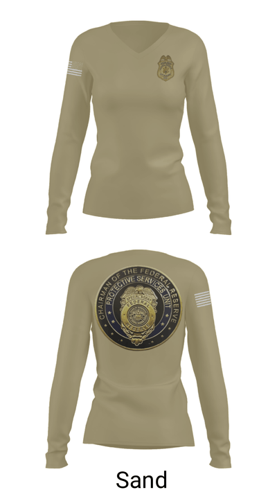 United States Federal Reserve Police 30952270 Women's Long Sleeve V-neck Shirt - 47