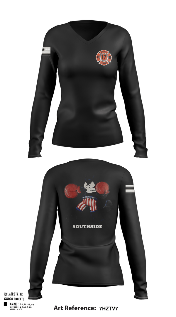 Women's Long Sleeve Vneck Shirt, Station 17, Fire Department, Teamtime, Team time, sublimation, custom sports apparel, team uniforms, spirit wear, spiritwear, sports uniforms, custom shirts, team store, custom team store, fundraiser sports, apparel fundraiser