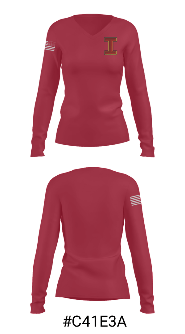 Women's Long Sleeve Vneck Shirt, Ithaca High School Bowling, Bowling, Teamtime, Team time, sublimation, custom sports apparel, team uniforms, spirit wear, spiritwear, sports uniforms, custom shirts, team store, custom team store, fundraiser sports, apparel fundraiser