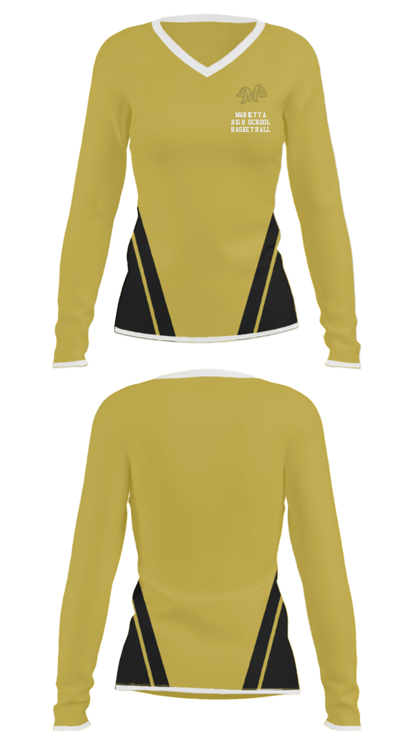 Women's Long Sleeve Vneck Shirt, Marietta High School Basketball, Women's Basketball, Teamtime, Team time, sublimation, custom sports apparel, team uniforms, spirit wear, spiritwear, sports uniforms, custom shirts, team store, custom team store, fundraiser sports, apparel fundraiser
