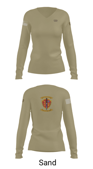 Women's Long Sleeve Vneck Shirt, 3rd. Battalion 7th. Marines, Marines, Teamtime, Team time, sublimation, custom sports apparel, team uniforms, spirit wear, spiritwear, sports uniforms, custom shirts, team store, custom team store, fundraiser sports, apparel fundraiser