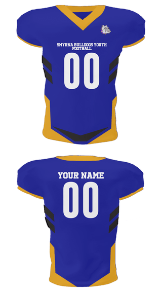Football Jersey, Smyrna Bulldogs Youth Football, Football, Teamtime, Team time, sublimation, custom sports apparel, team uniforms, spirit wear, spiritwear, sports uniforms, custom shirts, team store, custom team store, fundraiser sports, apparel fundraiser