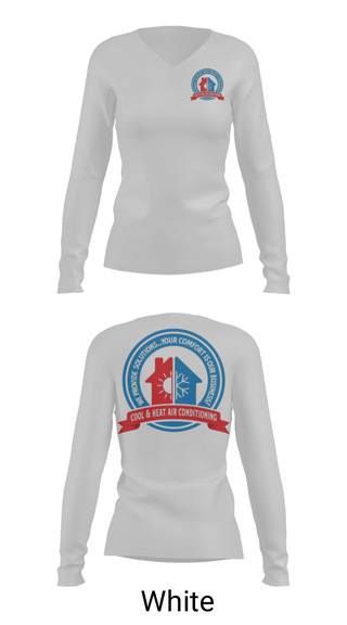 Women's Long Sleeve Vneck Shirt, Cool & Heat Air Conditioning, , Teamtime, Team time, sublimation, custom sports apparel, team uniforms, spirit wear, spiritwear, sports uniforms, custom shirts, team store, custom team store, fundraiser sports, apparel fundraiser