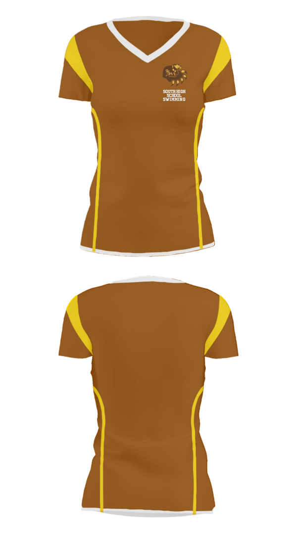Women's Short Sleeve Vneck Shirt, South High School Swimming, Swimming, Teamtime, Team time, sublimation, custom sports apparel, team uniforms, spirit wear, spiritwear, sports uniforms, custom shirts, team store, custom team store, fundraiser sports, apparel fundraiser