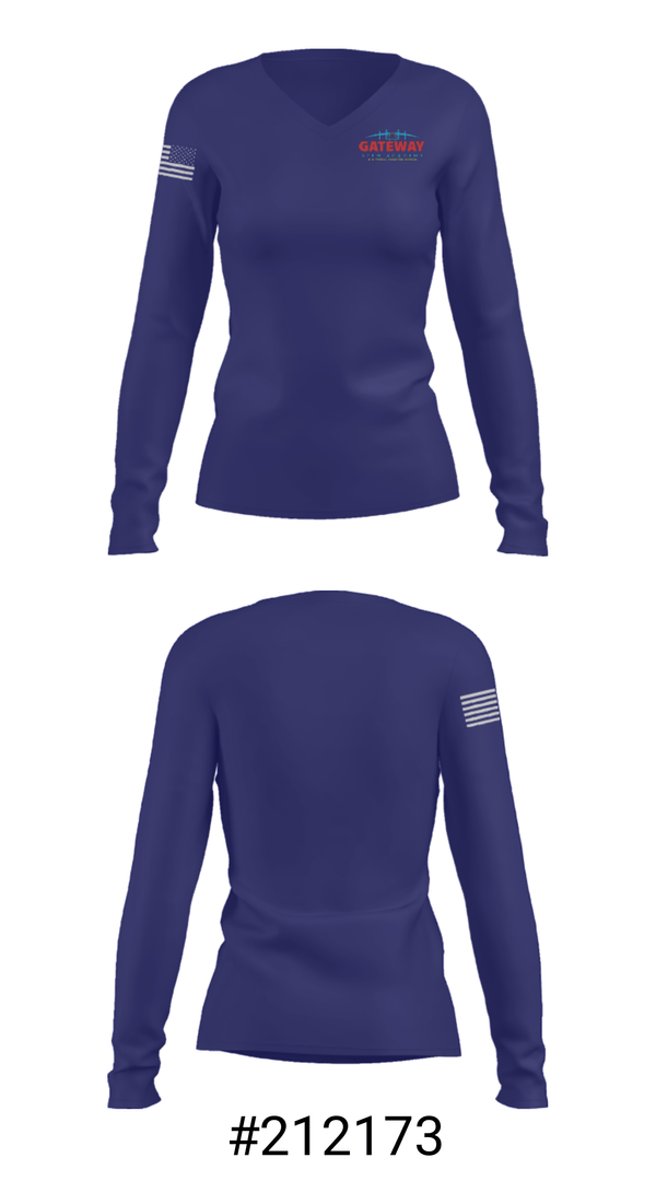 Women's Long Sleeve Vneck Shirt, Gateway Stem Academy Charter School, Spirit Store, Teamtime, Team time, sublimation, custom sports apparel, team uniforms, spirit wear, spiritwear, sports uniforms, custom shirts, team store, custom team store, fundraiser sports, apparel fundraiser