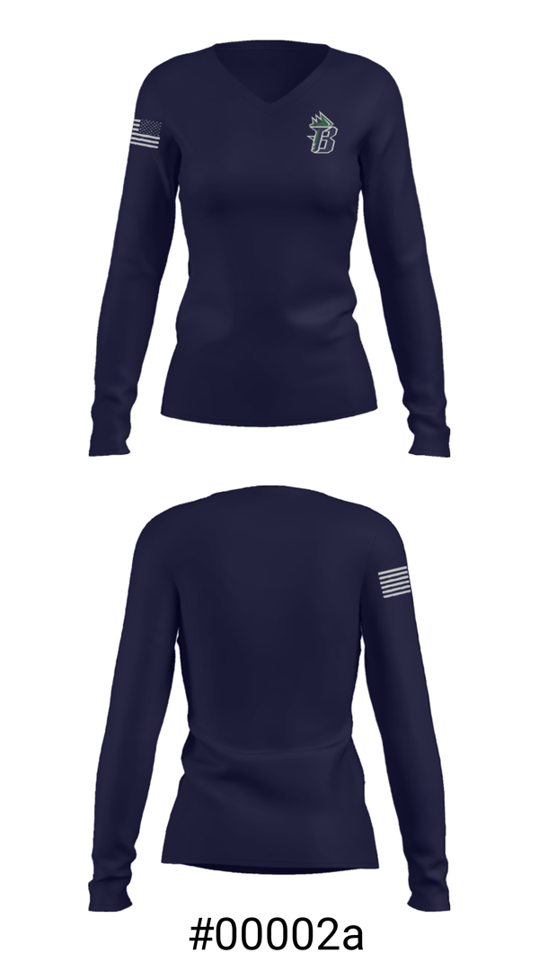 Women's Long Sleeve Vneck Shirt, Todd Beamer High School Gymnastics, Spirit Store, Teamtime, Team time, sublimation, custom sports apparel, team uniforms, spirit wear, spiritwear, sports uniforms, custom shirts, team store, custom team store, fundraiser sports, apparel fundraiser