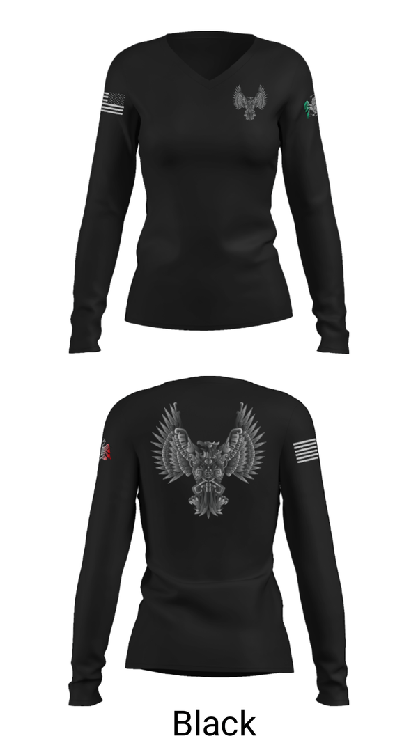 Women's Long Sleeve Vneck Shirt, Design Roofing LLC, , Teamtime, Team time, sublimation, custom sports apparel, team uniforms, spirit wear, spiritwear, sports uniforms, custom shirts, team store, custom team store, fundraiser sports, apparel fundraiser