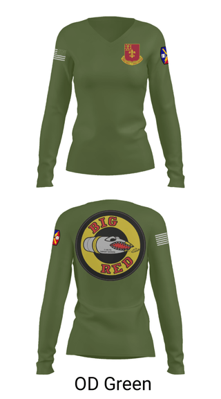 Women's Long Sleeve Vneck Shirt, 1-145 FA, National Guard, Teamtime, Team time, sublimation, custom sports apparel, team uniforms, spirit wear, spiritwear, sports uniforms, custom shirts, team store, custom team store, fundraiser sports, apparel fundraiser