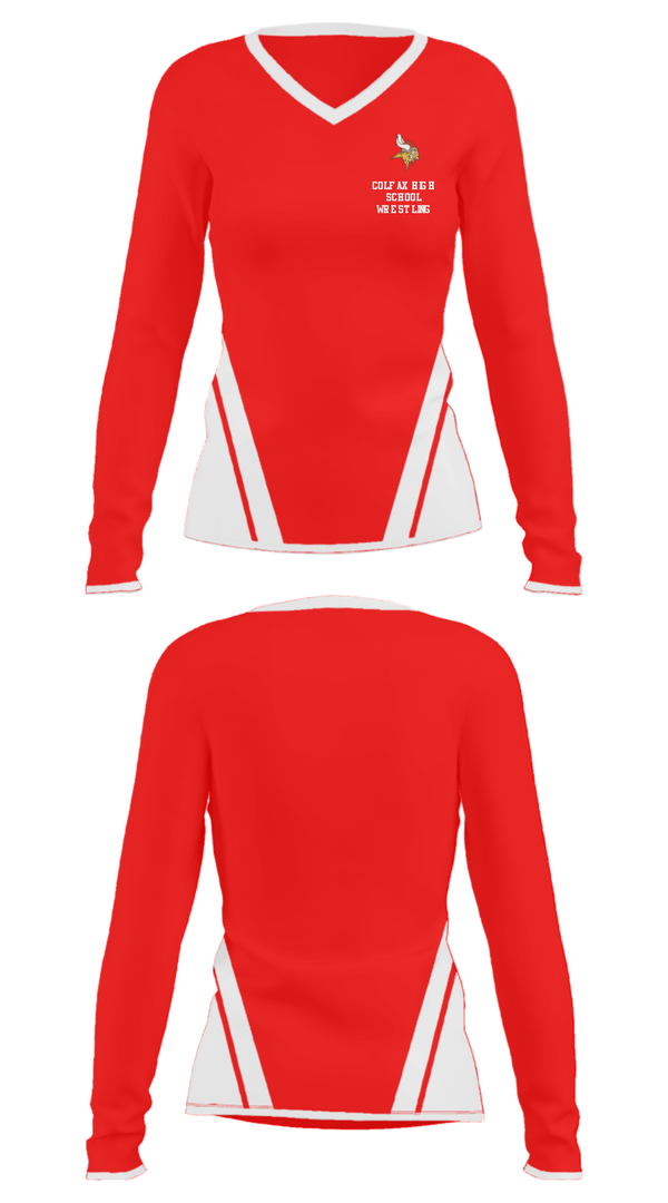 Women's Long Sleeve Vneck Shirt, Colfax High School Wrestling, Wrestling, Teamtime, Team time, sublimation, custom sports apparel, team uniforms, spirit wear, spiritwear, sports uniforms, custom shirts, team store, custom team store, fundraiser sports, apparel fundraiser
