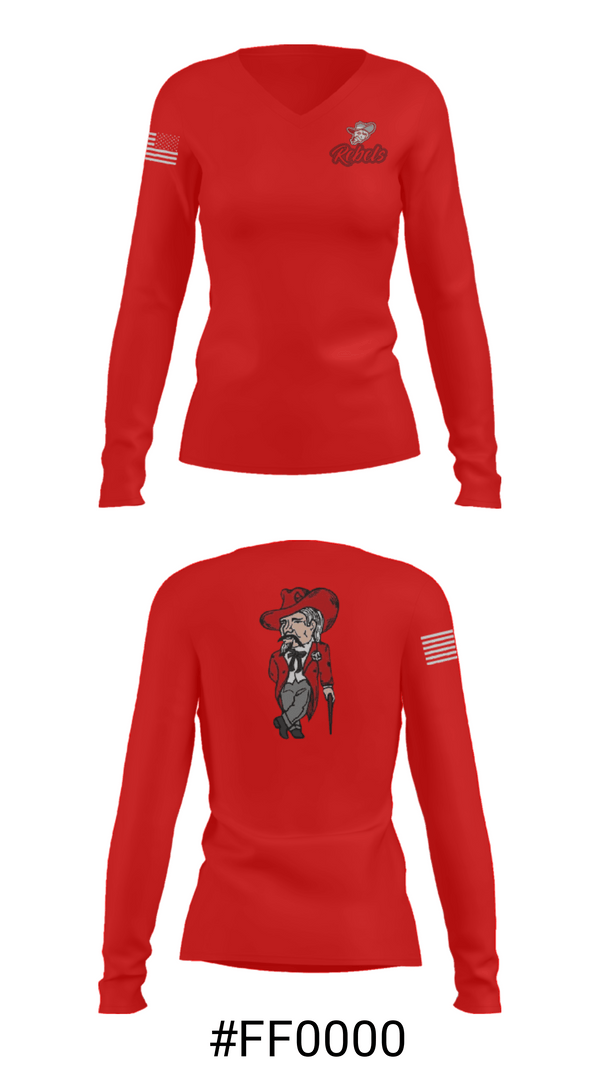 Women's Long Sleeve Vneck Shirt, Highland Middle School, Spirit Store, Teamtime, Team time, sublimation, custom sports apparel, team uniforms, spirit wear, spiritwear, sports uniforms, custom shirts, team store, custom team store, fundraiser sports, apparel fundraiser