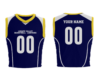 Mens Basketball Jersey, Lenape Valley Basketball - Lightning, Men's Basketball, Teamtime, Team time, sublimation, custom sports apparel, team uniforms, spirit wear, spiritwear, sports uniforms, custom shirts, team store, custom team store, fundraiser sports, apparel fundraiser