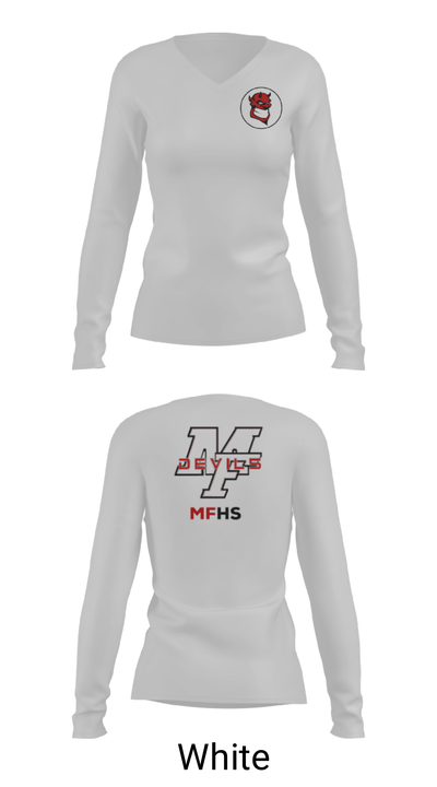 Marion Franklin lady Red Devils 63325407 Women's Long Sleeve V-neck Shirt - 6
