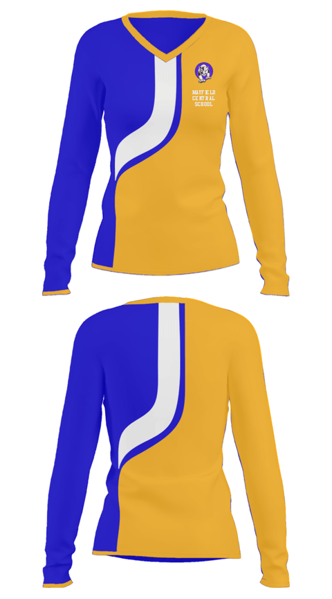 Women's Long Sleeve Vneck Shirt, Mayfield Central School, Spirit Store, Teamtime, Team time, sublimation, custom sports apparel, team uniforms, spirit wear, spiritwear, sports uniforms, custom shirts, team store, custom team store, fundraiser sports, apparel fundraiser