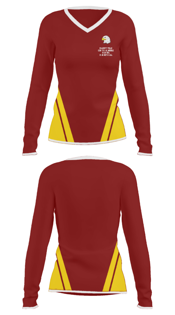 Women's Long Sleeve Vneck Shirt, Ellicottville Central Middle School Basketball, Women's Basketball, Teamtime, Team time, sublimation, custom sports apparel, team uniforms, spirit wear, spiritwear, sports uniforms, custom shirts, team store, custom team store, fundraiser sports, apparel fundraiser