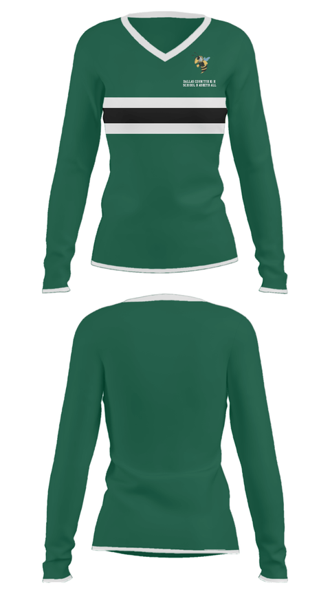 Women's Long Sleeve Vneck Shirt, Dallas County High School Basketball, Women's Basketball, Teamtime, Team time, sublimation, custom sports apparel, team uniforms, spirit wear, spiritwear, sports uniforms, custom shirts, team store, custom team store, fundraiser sports, apparel fundraiser