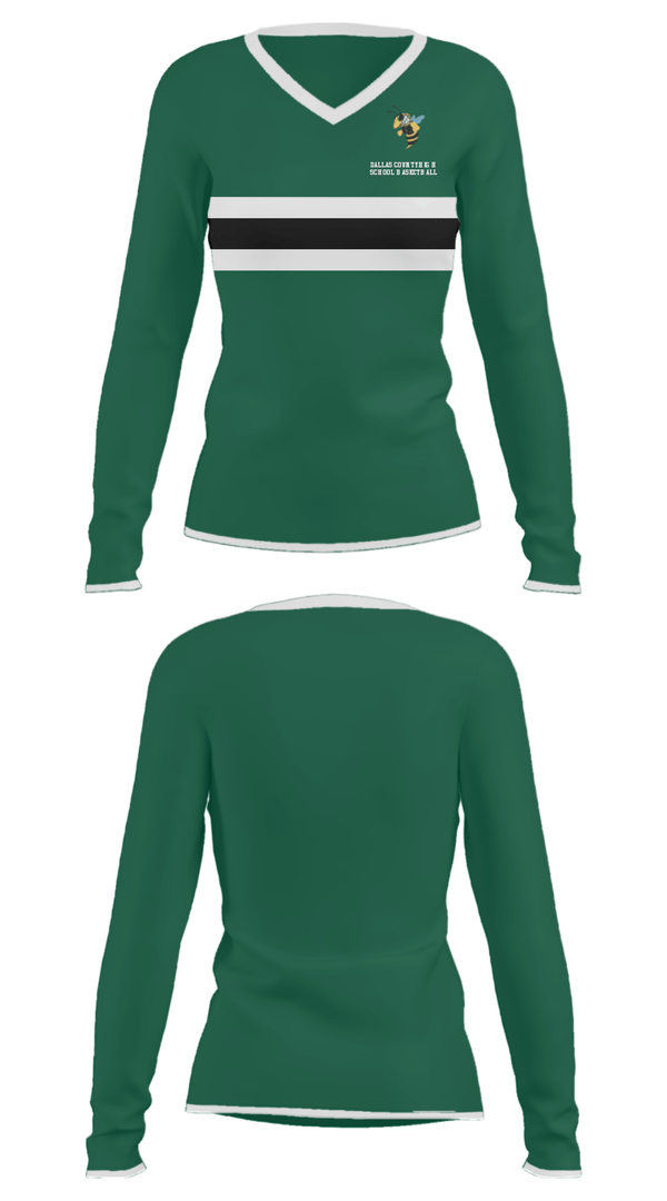 Women's Long Sleeve Vneck Shirt, Dallas County High School Basketball, Women's Basketball, Teamtime, Team time, sublimation, custom sports apparel, team uniforms, spirit wear, spiritwear, sports uniforms, custom shirts, team store, custom team store, fundraiser sports, apparel fundraiser