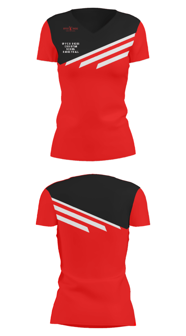 Women's Short Sleeve Vneck Shirt, Upper Bucks Christian School Basketball, Women's Basketball, Teamtime, Team time, sublimation, custom sports apparel, team uniforms, spirit wear, spiritwear, sports uniforms, custom shirts, team store, custom team store, fundraiser sports, apparel fundraiser