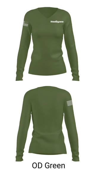 Women's Long Sleeve Vneck Shirt, Hooligans, Army, Teamtime, Team time, sublimation, custom sports apparel, team uniforms, spirit wear, spiritwear, sports uniforms, custom shirts, team store, custom team store, fundraiser sports, apparel fundraiser