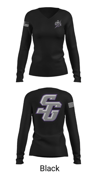 Women's Long Sleeve Vneck Shirt, South Garner High School Wrestling, Wrestling, Teamtime, Team time, sublimation, custom sports apparel, team uniforms, spirit wear, spiritwear, sports uniforms, custom shirts, team store, custom team store, fundraiser sports, apparel fundraiser