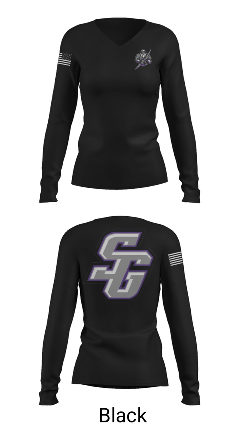 Women's Long Sleeve Vneck Shirt, South Garner High School Wrestling, Wrestling, Teamtime, Team time, sublimation, custom sports apparel, team uniforms, spirit wear, spiritwear, sports uniforms, custom shirts, team store, custom team store, fundraiser sports, apparel fundraiser