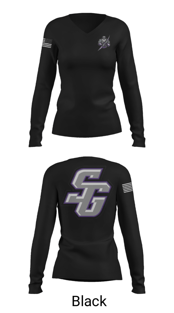Women's Long Sleeve Vneck Shirt, South Garner High School Wrestling, Wrestling, Teamtime, Team time, sublimation, custom sports apparel, team uniforms, spirit wear, spiritwear, sports uniforms, custom shirts, team store, custom team store, fundraiser sports, apparel fundraiser