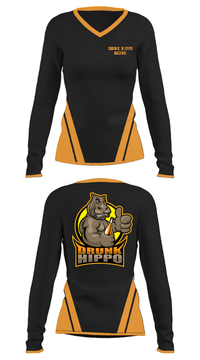 Drunk Hippo Racing 90284790 Women's Long Sleeve V-neck Shirt - 23