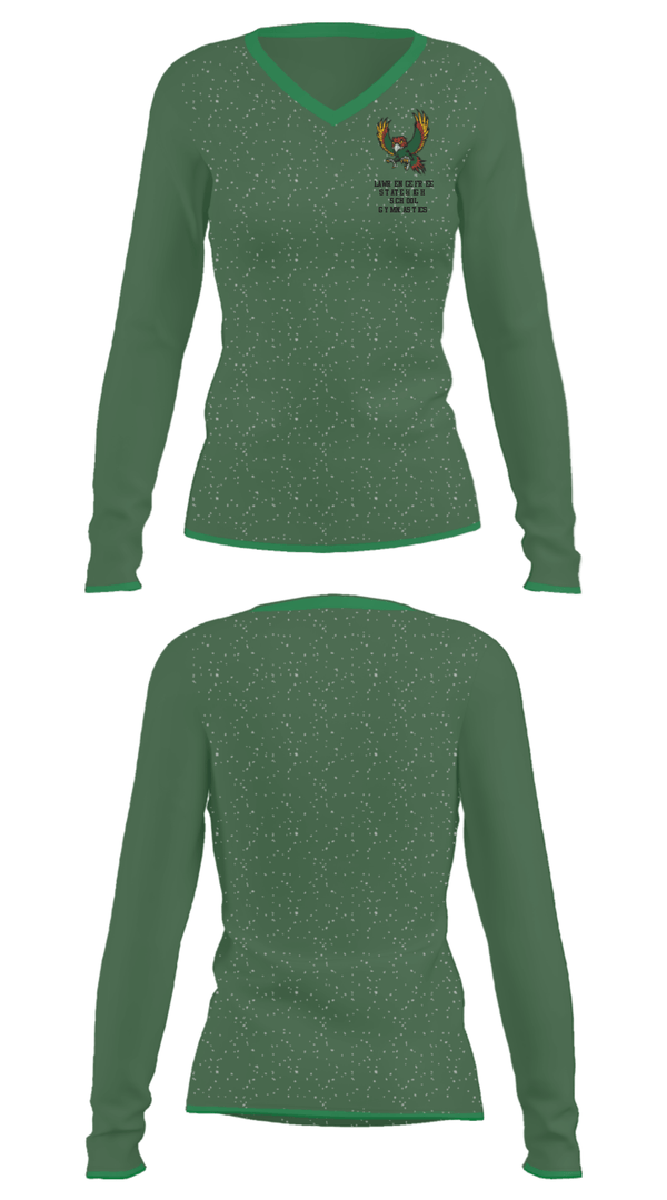 Women's Long Sleeve Vneck Shirt, Lawrence Free State High School Gymnastics, Spirit Store, Teamtime, Team time, sublimation, custom sports apparel, team uniforms, spirit wear, spiritwear, sports uniforms, custom shirts, team store, custom team store, fundraiser sports, apparel fundraiser