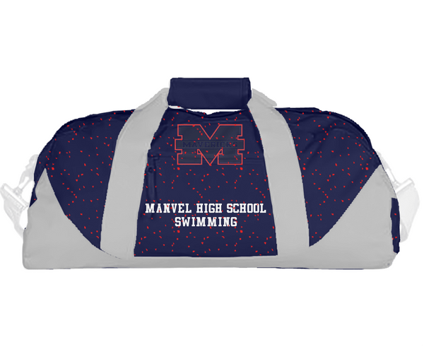 Duffle Bag, Manvel High School Swimming, Swimming, Teamtime, Team time, sublimation, custom sports apparel, team uniforms, spirit wear, spiritwear, sports uniforms, custom shirts, team store, custom team store, fundraiser sports, apparel fundraiser