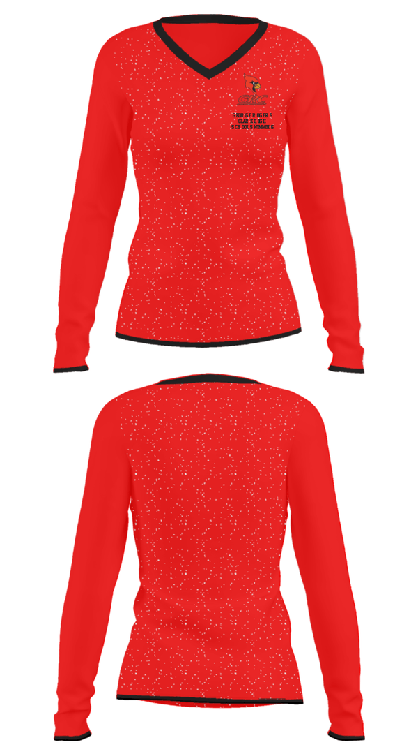 Women's Long Sleeve Vneck Shirt, George Rogers Clark High School Swimming, Swimming, Teamtime, Team time, sublimation, custom sports apparel, team uniforms, spirit wear, spiritwear, sports uniforms, custom shirts, team store, custom team store, fundraiser sports, apparel fundraiser