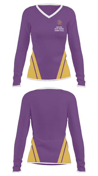 Carlyle High School Basketball 29710204 Women's Long Sleeve V-neck Shirt - 23