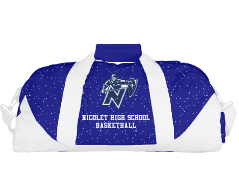 Duffle Bag, Nicolet High School Basketball, Women's Basketball, Teamtime, Team time, sublimation, custom sports apparel, team uniforms, spirit wear, spiritwear, sports uniforms, custom shirts, team store, custom team store, fundraiser sports, apparel fundraiser