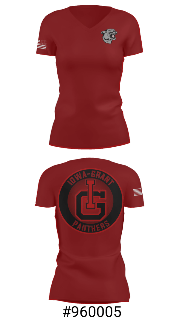 Women's Short Sleeve Vneck Shirt, Iowa-Grant Elementary School, Spirit Store, Teamtime, Team time, sublimation, custom sports apparel, team uniforms, spirit wear, spiritwear, sports uniforms, custom shirts, team store, custom team store, fundraiser sports, apparel fundraiser