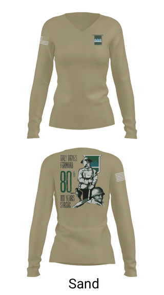 Women's Long Sleeve Vneck Shirt, 80th Training Command, , Teamtime, Team time, sublimation, custom sports apparel, team uniforms, spirit wear, spiritwear, sports uniforms, custom shirts, team store, custom team store, fundraiser sports, apparel fundraiser