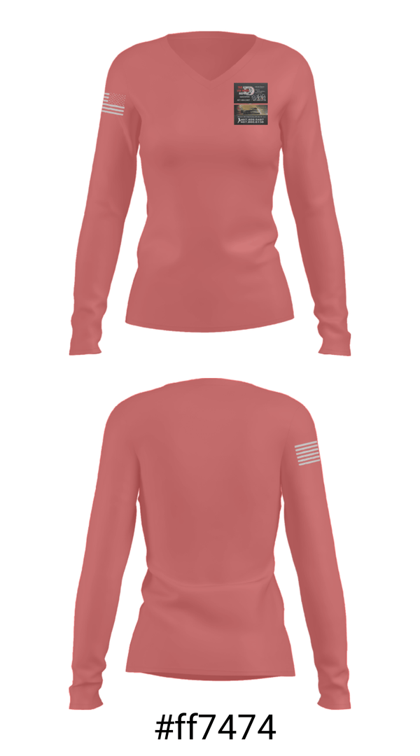Women's Long Sleeve Vneck Shirt, THE KING USA WHEEL REPAIR, , Teamtime, Team time, sublimation, custom sports apparel, team uniforms, spirit wear, spiritwear, sports uniforms, custom shirts, team store, custom team store, fundraiser sports, apparel fundraiser
