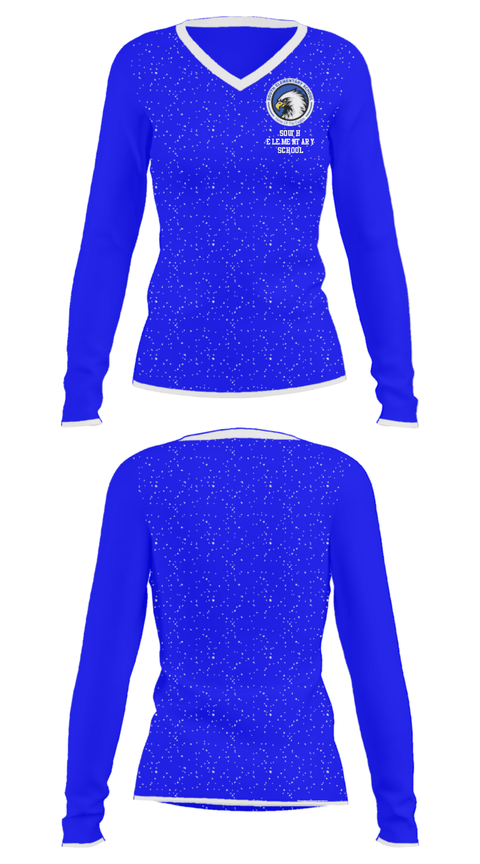 Women's Long Sleeve Vneck Shirt, South Elementary School, Spirit Store, Teamtime, Team time, sublimation, custom sports apparel, team uniforms, spirit wear, spiritwear, sports uniforms, custom shirts, team store, custom team store, fundraiser sports, apparel fundraiser