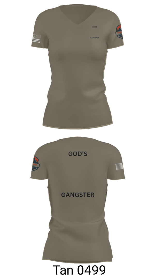 Women's Short Sleeve Vneck Shirt, GOD'S GANGSTER, Baseball, Teamtime, Team time, sublimation, custom sports apparel, team uniforms, spirit wear, spiritwear, sports uniforms, custom shirts, team store, custom team store, fundraiser sports, apparel fundraiser