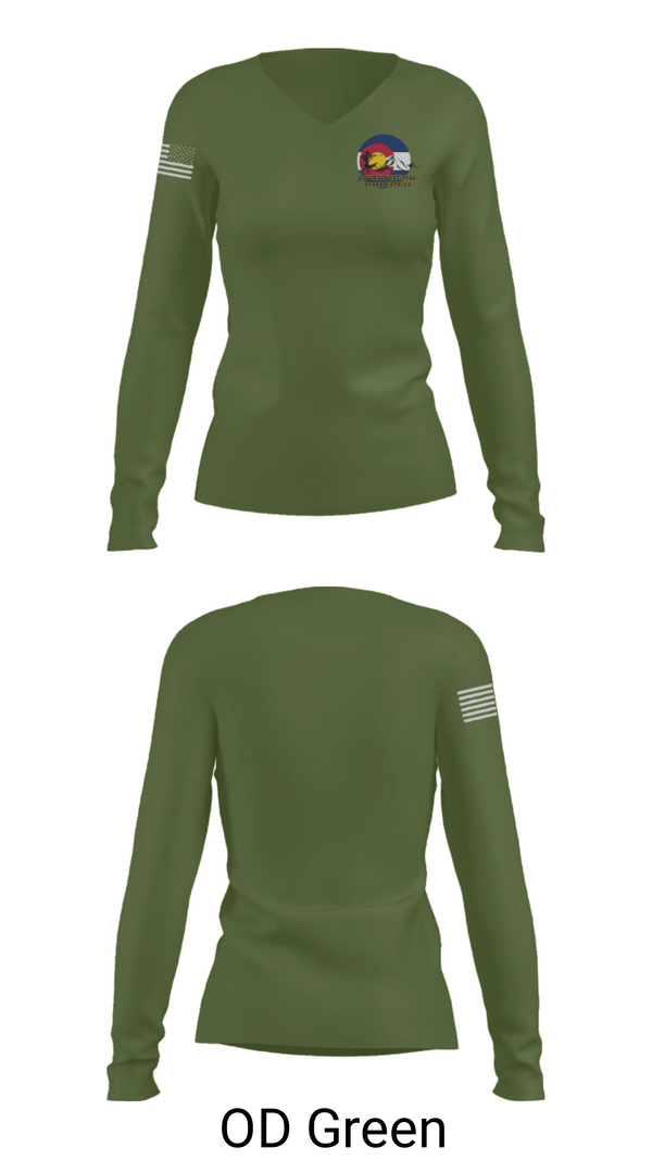 Women's Long Sleeve Vneck Shirt, Colorado National Guard Biathlon Team, National Guard, Teamtime, Team time, sublimation, custom sports apparel, team uniforms, spirit wear, spiritwear, sports uniforms, custom shirts, team store, custom team store, fundraiser sports, apparel fundraiser