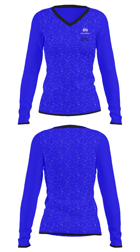 Women's Long Sleeve Vneck Shirt, RISE, Women's Volleyball, Teamtime, Team time, sublimation, custom sports apparel, team uniforms, spirit wear, spiritwear, sports uniforms, custom shirts, team store, custom team store, fundraiser sports, apparel fundraiser