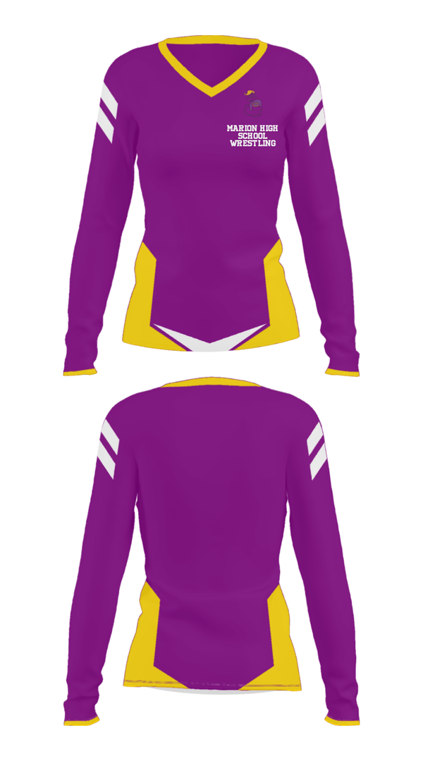 Women's Long Sleeve Vneck Shirt, Marion High School Wrestling, Wrestling, Teamtime, Team time, sublimation, custom sports apparel, team uniforms, spirit wear, spiritwear, sports uniforms, custom shirts, team store, custom team store, fundraiser sports, apparel fundraiser