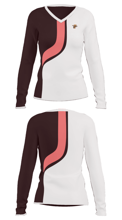 Women's Long Sleeve Vneck Shirt, Fruitland High School, Spirit Store, Teamtime, Team time, sublimation, custom sports apparel, team uniforms, spirit wear, spiritwear, sports uniforms, custom shirts, team store, custom team store, fundraiser sports, apparel fundraiser