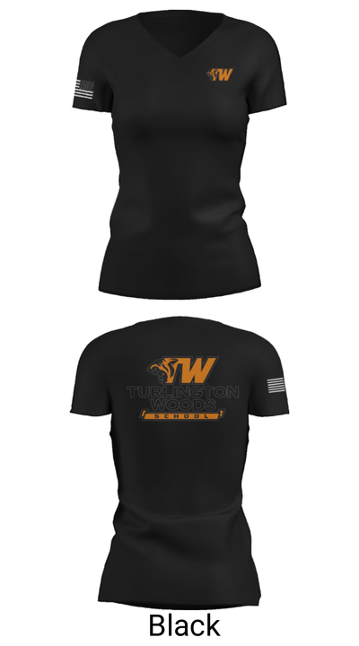 Turlington Woods Alternative School 19536572 Women's Short Sleeve V-neck Shirt - 14
