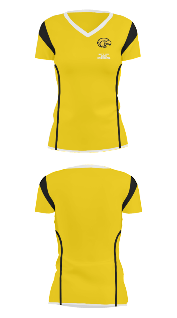 Women's Short Sleeve Vneck Shirt, Scott High School Basketball, Women's Basketball, Teamtime, Team time, sublimation, custom sports apparel, team uniforms, spirit wear, spiritwear, sports uniforms, custom shirts, team store, custom team store, fundraiser sports, apparel fundraiser